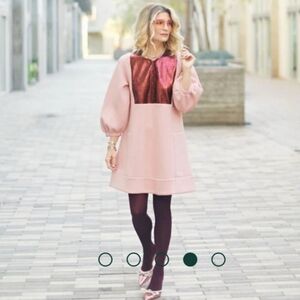 BURU Bib Front A-line Dress Rose Oversized Pockets Embellished Size XS Soft Girl